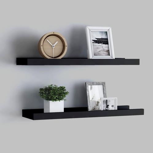 vidaXL Fotoplanken 2 st 60x9x3 cm MDF zwart, Huis en Inrichting, Kasten | Wandmeubels, Nieuw, Verzenden