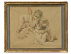 École de François Boucher (1703-1770) - Deux putti jouant, Antiek en Kunst