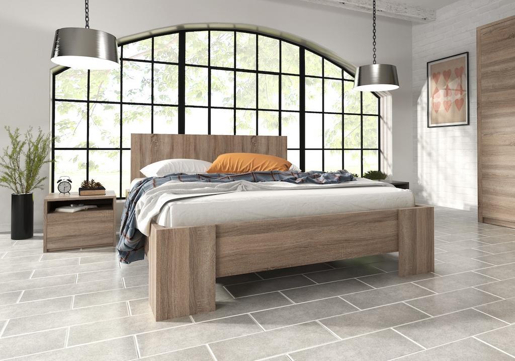 Overtreding realiteit pk ② Monaco bed 160 x 200 cm - Truffel eiken | Meubella.nl — Chambre à coucher  | Lits — 2ememain