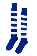 Gebreide Lange Sokken Blauw Wit Gestreept 39-46 Gebreid Carn, Kleding | Heren, Ophalen of Verzenden, Nieuw