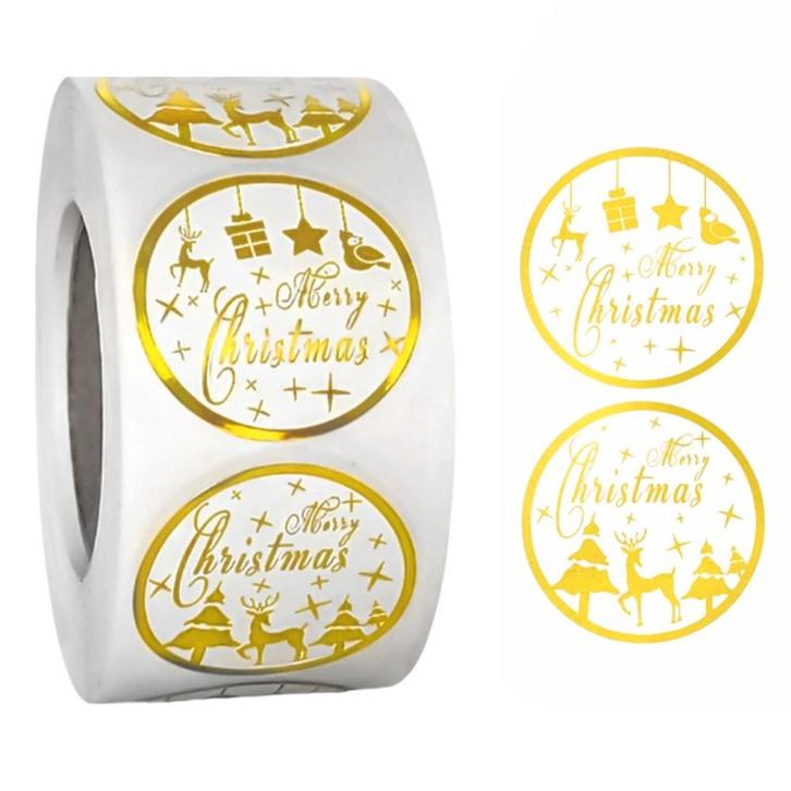 500 Kerst Stickers Op Rol - 2.5cm - Kerststickers -, Hobby en Vrije tijd, Stickers en Plaatjes, Verzenden