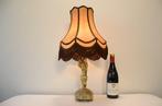 Tafellamp - Klassieke beeldhouwlamp - Messing, Leder, Linnen, Antiek en Kunst