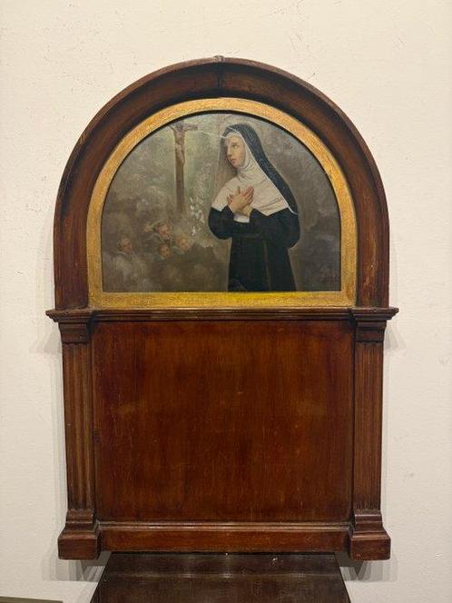 École italienne (XX) - Dipinto Religioso cornice a tempio, Antiek en Kunst, Kunst | Niet-Westerse kunst
