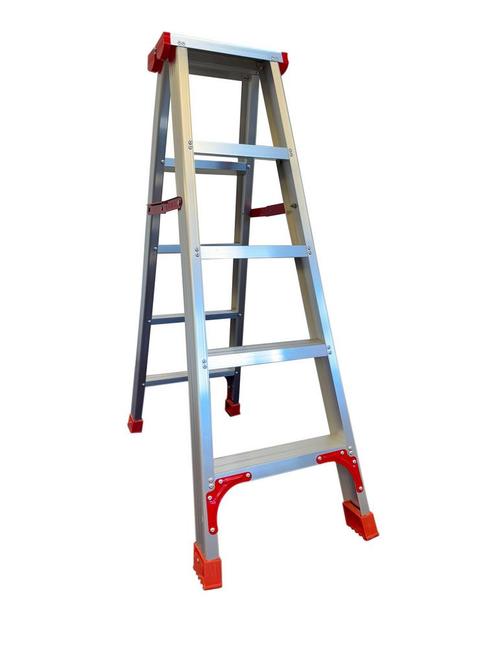 Ladder - huishoudtrap - trapladder - dubbelzijdig - 2x 5..., Doe-het-zelf en Bouw, Ladders en Trappen, Nieuw, Ophalen of Verzenden