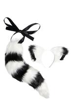 Haarband Furry Oren Staart Set Zwart Wit Strepen Maki Wasbee, Vêtements | Femmes, Costumes de carnaval & Vêtements de fête, Ophalen of Verzenden