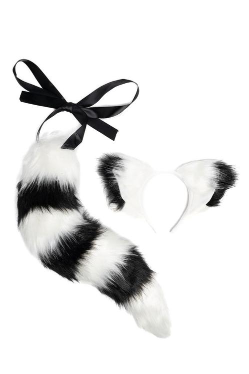 Haarband Furry Oren Staart Set Zwart Wit Strepen Maki Wasbee, Vêtements | Femmes, Costumes de carnaval & Vêtements de fête, Enlèvement ou Envoi