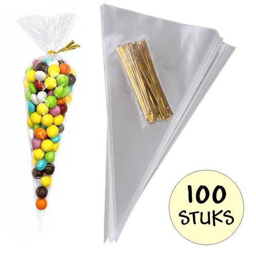 Fako Bijoux® - 100x Cellofaan Puntzakken 25x13cm - Puntzak, Divers, Emballage cadeau, Envoi