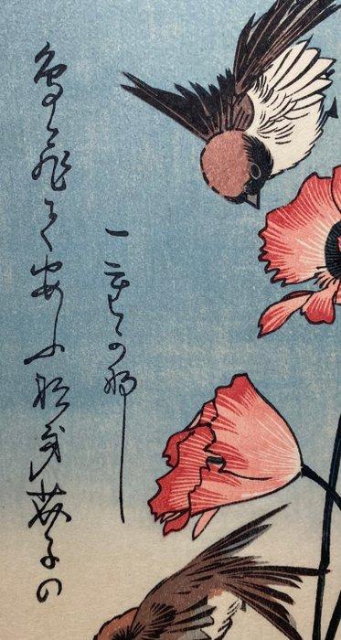 Sparrows and Poppies - Utagawa Hiroshige (1797-1858) -, Antiek en Kunst, Antiek | Overige Antiek