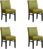 Set van 4 Groene leren landelijke eetkamerstoelen - Toledo, Huis en Inrichting, Stoelen, Nieuw, Leer, Ophalen of Verzenden, Landelijk