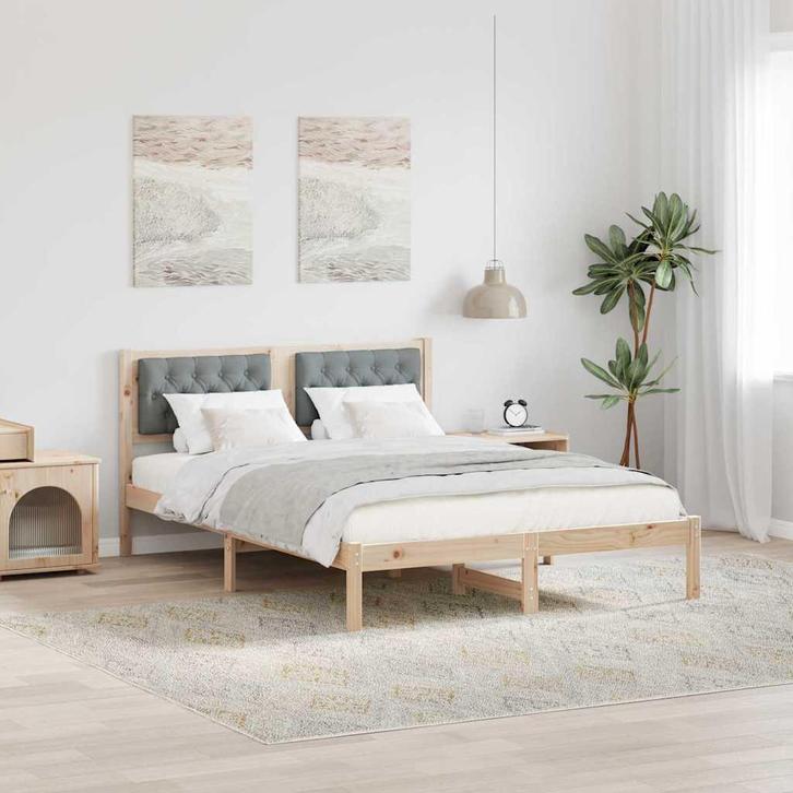 vidaXL Bedframe Lichtgrijs 150 x 200 cm Massief grenenhout, Maison & Meubles, Chambre à coucher | Lits, Envoi