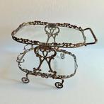 Serveerwagen - Messing, Glas - Messing barok barwagen