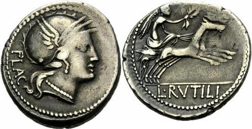 77 v Chr Rom Republik Rutilius Flaccus Denar Rom 77 Roma..., Postzegels en Munten, Munten en Bankbiljetten | Verzamelingen, Verzenden