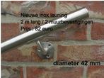 Nieuwe inox trapleuning 2 m lang - dia 42 mm - rvs leuning
