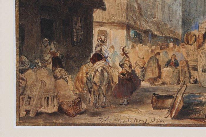 Félix Godefroy (1821-1848) - Stadsgezicht, Antiek en Kunst, Kunst | Schilderijen | Klassiek