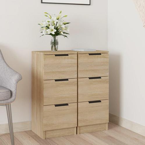 vidaXL Dressoirs 2 st 30x30x70 cm bewerkt hout sonoma, Huis en Inrichting, Kasten | Dressoirs, Nieuw, Verzenden