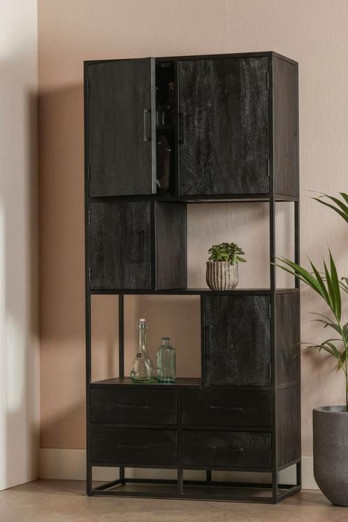 Vakkenkast Mangohout Brendon 90 cm, Huis en Inrichting, Kasten | Boekenkasten, Nieuw, Verzenden