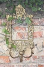 Girandole, Miroir, mural ancien en bronze avec 3 chandeliers