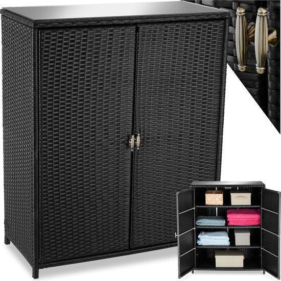 2dekans | tectake® - Wicker tuinkast - Buitenkast -, Huis en Inrichting, Kasten | Overige, Ophalen of Verzenden