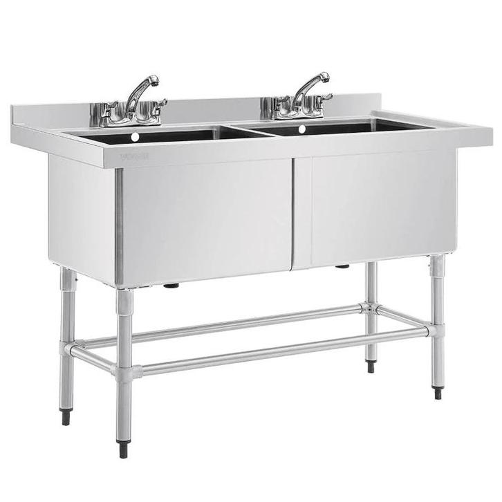 Spoeltafel | RVS | 2 Grote Spoelbakken | Achteropstand |, Zakelijke goederen, Horeca | Keukenapparatuur, Nieuw in verpakking, Verzenden