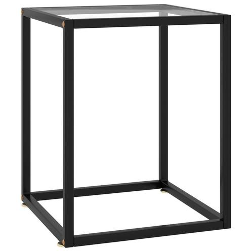 vidaXL Salontafel met gehard glas 40x40x50 cm zwart, Huis en Inrichting, Tafels | Salontafels, Nieuw, Verzenden