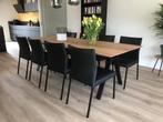 Set van 8 leren eetkamerstoelen - zwart leer - Echt leer,, Huis en Inrichting, Stoelen, Overige kleuren, Nieuw, Leer, Ophalen of Verzenden