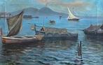 Scuola napoletana (XX) - Marina di Napoli con barche e