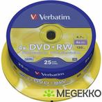Verbatim DVD+RW 4X 25st. Spindle, Computers en Software, Nieuw, Verzenden