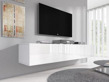 TV-meubel Flame - Hoogglans wit - 180 cm - Zwevend, Verzenden
