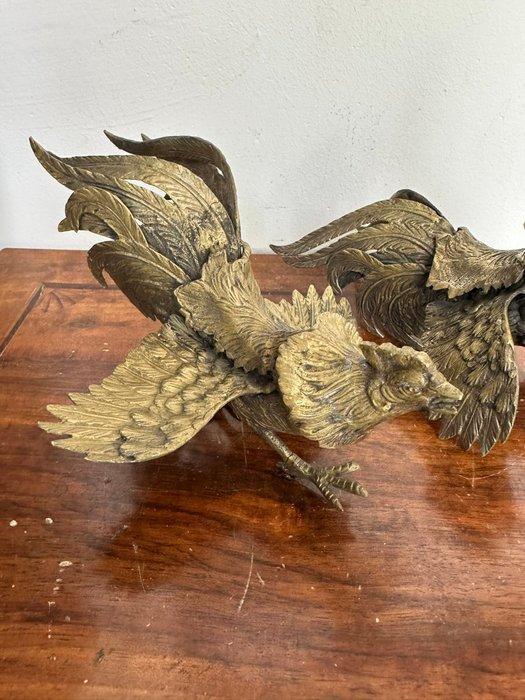 sculptuur, Galli da Combattimento - 17 cm - Verguld brons -, Antiek en Kunst, Curiosa en Brocante