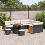vidaXL Tuinbank Set met kussen 12 pcs Zwart en crème 80 x 80, Tuin en Terras, Verzenden, Nieuw