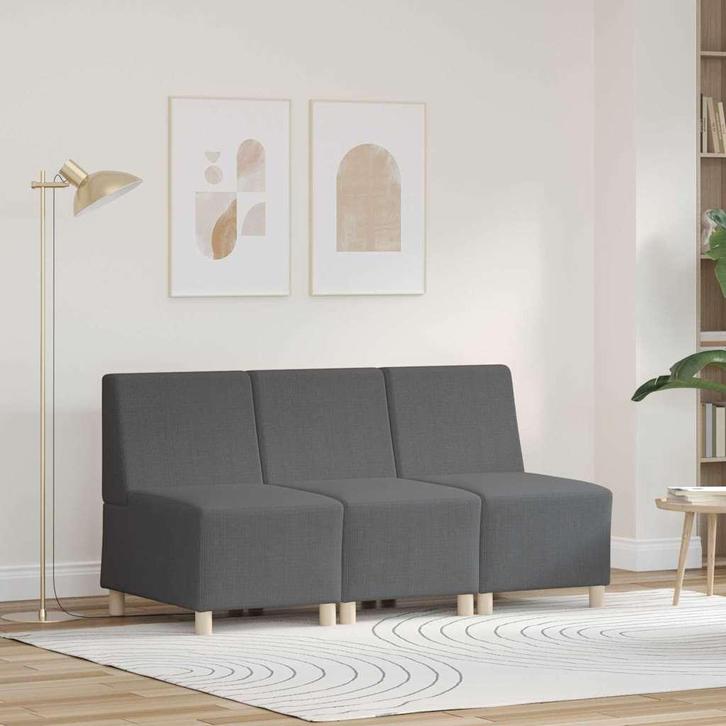 vidaXL Modulaire Sofa Eenheid Armless 3 pcs Donkergrijs, Huis en Inrichting, Zetels | Zetels, Nieuw, Verzenden