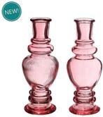 Gekleurd glazen flesje venice vaasje kandelaar soft pink, Nieuw