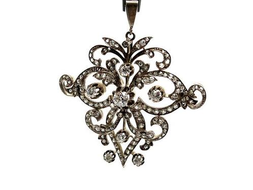 Hanger - 18 karaat Roségoud, Zilver - 2.24ct. tw. Diamant, Handtassen en Accessoires, Antieke sieraden