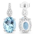 Oorbellen - 14 karaat Witgoud - 6.49ct. tw. Aquamarijn -