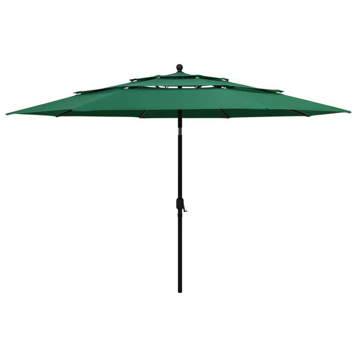 vidaXL Parasol 3-laags met aluminium paal 3,5 m groen, Tuin en Terras, Parasols, Nieuw, Verzenden