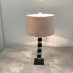 Klassieke Dorische zuiltafellamp, hout / zilver, Huis en Inrichting, Gebruikt, Hout