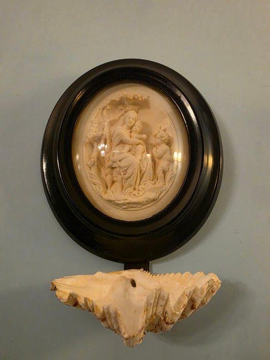 Wijwatervat - 1850-1900 - Madonna en S. Giovannino - 27 cm, Antiek en Kunst, Kunst | Niet-Westerse kunst