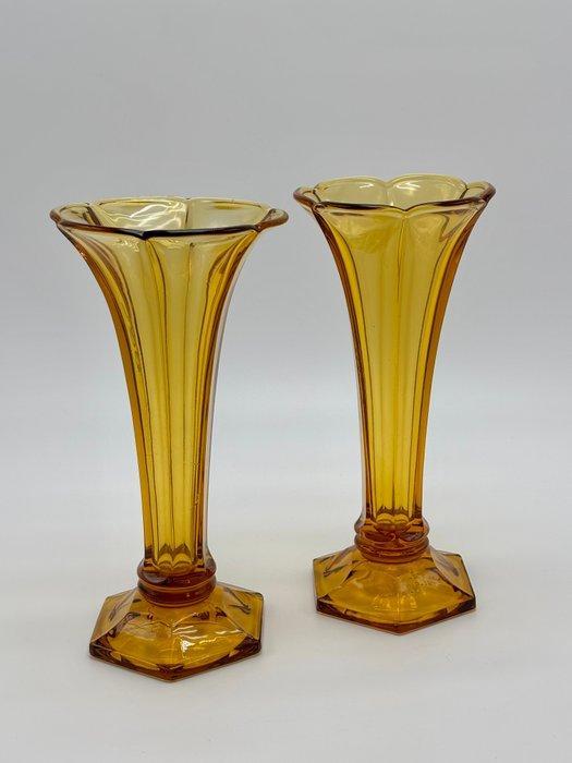 Val Saint Lambert, Luxval - Vaas (2) - Amerikaans - Mangaan, Antiquités & Art, Art | Objets design