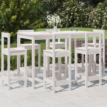 vidaXL 7-delige Barset massief grenenhout wit, Verzenden