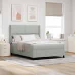 vidaXL Boxspringbed met Matras & LED Licht Grijs 140x200 cm, Huis en Inrichting, Verzenden, Nieuw