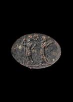 Oud-Romeins Black Hardstone Gravure van de Overwinningsscène, Antiek en Kunst