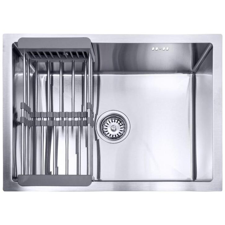 Lendo Online Spoelbak 59×44 cm RVS Zilver – Met Droogrek, Doe-het-zelf en Bouw, Sanitair, Nieuw, Verzenden