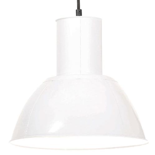 Witte Hanglamp 28,5cm - Industrieel Tweede Kansje - OP=OP, Huis en Inrichting, Lampen | Hanglampen, 75 cm of meer, Gebruikt, Metaal