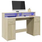 vidaXL Bureau met LED-verlichting 140x55x91 cm hout sonoma, Verzenden, Nieuw