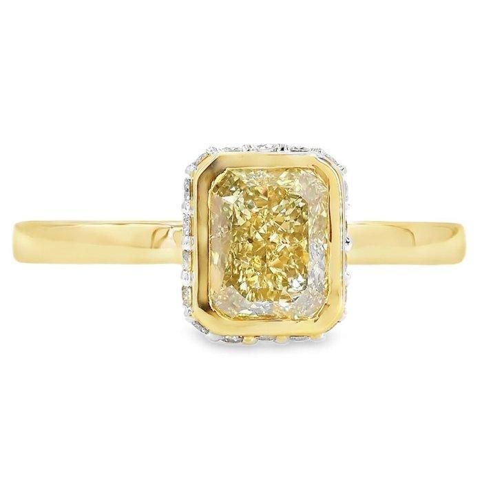 Ring - 18 karaat Geel goud - 1.14ct. tw. Geel Diamant, Handtassen en Accessoires, Ringen