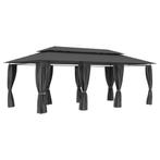 vidaXL Prieel met gordijnen 600x298x270 cm antraciet, Tuin en Terras, Partytenten, Verzenden, Nieuw