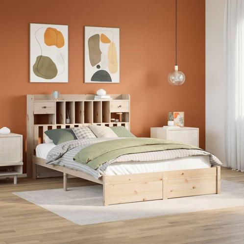 vidaXL Bed met boekenkast zonder matras massief grenenhout, Huis en Inrichting, Slaapkamer | Bedden, Nieuw, Verzenden