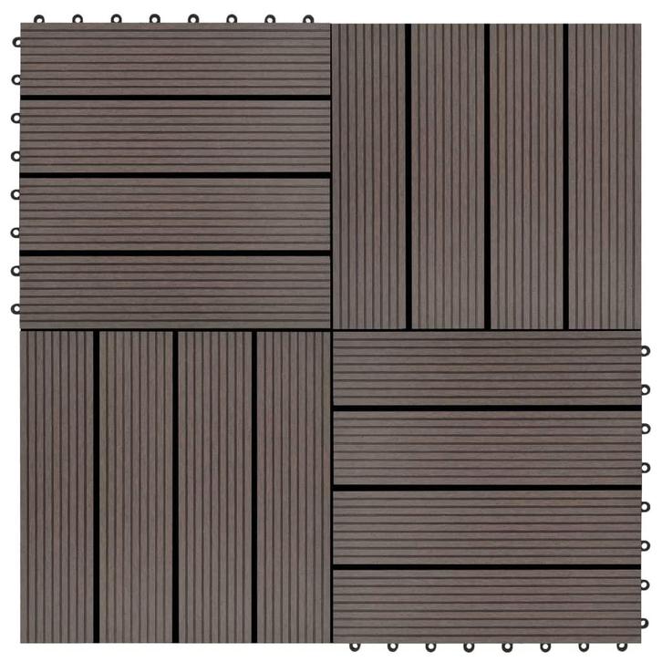 vidaXL 22 st Terrastegels 30x30 cm 2 m² HKC donkerbruin, Doe-het-zelf en Bouw, Vloerdelen en Plavuizen, Nieuw, Verzenden
