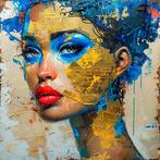 PLM-Art - Woman Blue Gold, Antiek en Kunst