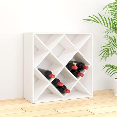 vidaXL Wijnkast 62x25x62 cm massief grenenhout wit, Huis en Inrichting, Woonaccessoires | Wijnrekken, Nieuw, Verzenden